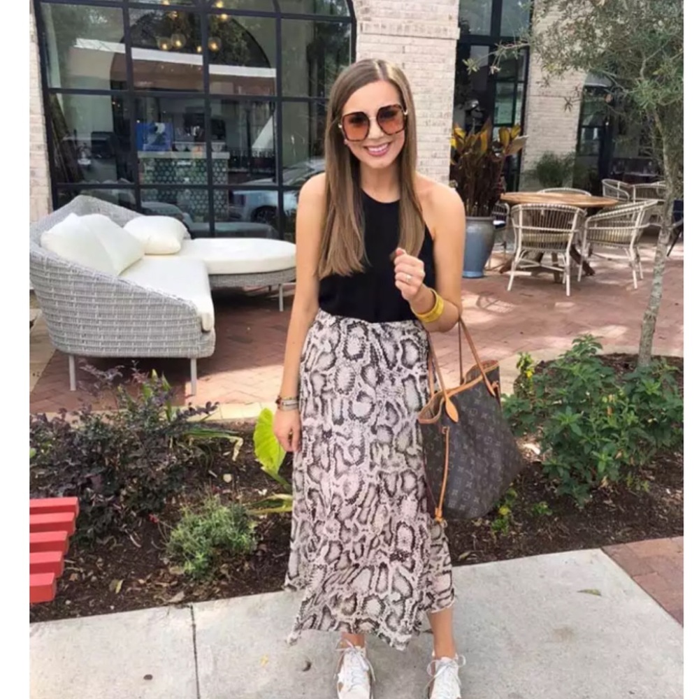 SOLD OUT Snakeskin Animal Print Chiffon Sheer Maxi Skirt - Picture 6 of 10